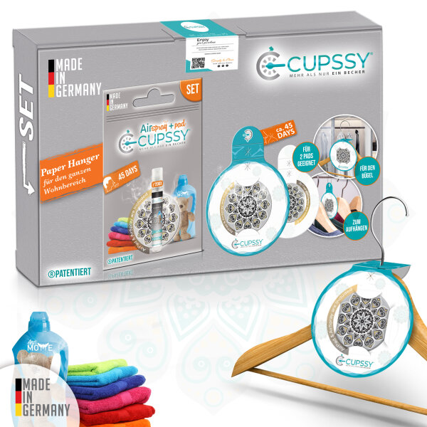 Duft Set für Schrankduft, Schublade und unterwegs Frische Wäsche Parfüm Duft - Cupssy SET AirPad + AirSpray