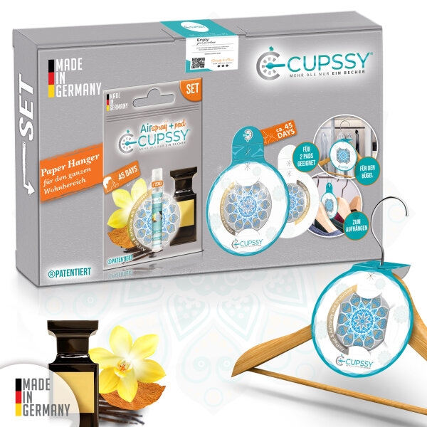 Duft Set für Schrankduft, Schublade und unterwegs Tobacco Vanille Parfüm Duft - Cupssy SET AirPad + AirSpray