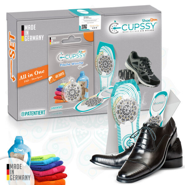Cupssy Schuh Duftpad mit Shoe Span Paper im Duft Frische Wäsche Klassig AirPad