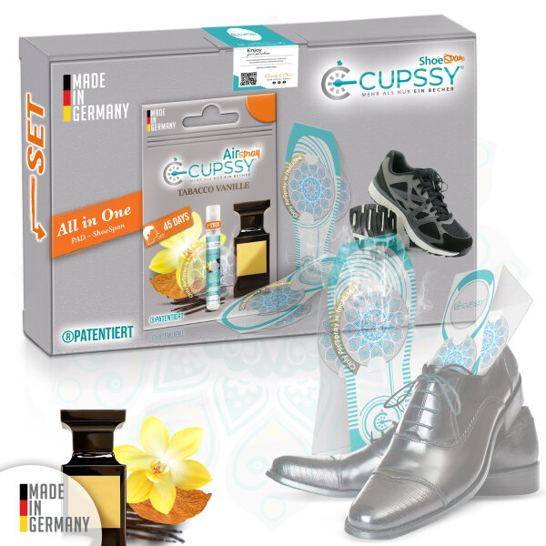 Cupssy Schuh Duftspray und AirPad im Duft Set Tabacco Vanille Parfüm AirSpray