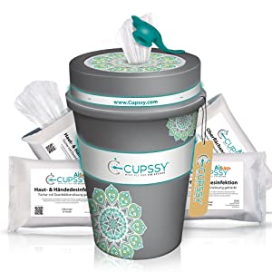 Cupssy Cup mit AirWipes für Haut- & Händedesinfektion 4er Pack