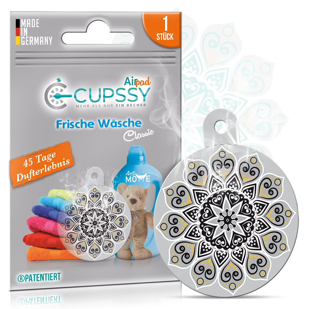 Cupssy® Parfüm AirPads, Frische Wäsche Duft I Der Lufterfrischer als  DuftPad Duftbaum für Räume und Kleiderschrank